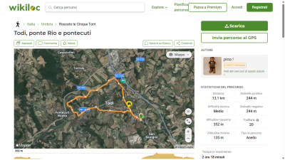 Percorso Todi, ponte Rio e pontecuti