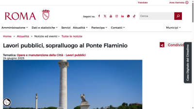 Lavori pubblici, sopralluogo al Ponte Flaminio