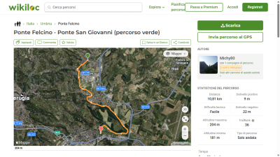 Ponte Felcino - Ponte San Giovanni (percorso verde)